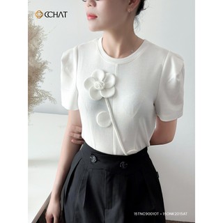 Áo Thun Nữ 𝐂𝐂𝐇𝐀𝐓 Dáng Ôm Kiểu Trendy Chất Liệu Thun Xốp Cao Cấp 15TNC9001OT