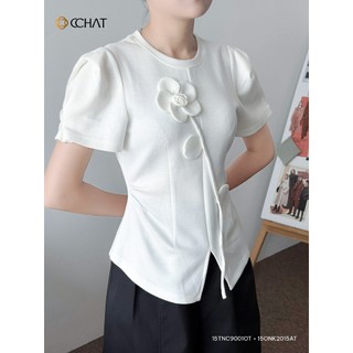 Áo Thun Nữ 𝐂𝐂𝐇𝐀𝐓 Dáng Ôm Kiểu Trendy Chất Liệu Thun Xốp Cao Cấp 15TNC9001OT