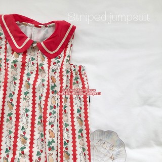 Bộ Đồ Bé Gái, Set Bộ Liền Thân Kẻ Sọc In Họa Tiết Cho Bé Chất Liệu Cotton Mềm Mịn