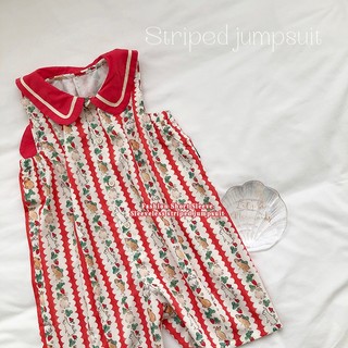 Bộ Đồ Bé Gái, Set Bộ Liền Thân Kẻ Sọc In Họa Tiết Cho Bé Chất Liệu Cotton Mềm Mịn