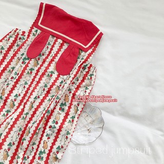 Bộ Đồ Bé Gái, Set Bộ Liền Thân Kẻ Sọc In Họa Tiết Cho Bé Chất Liệu Cotton Mềm Mịn