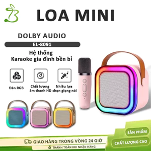 Loa Karaoke Mini Có 2 Micrô Không Dây, loa karaoke nghe nhạc hát tại nhà,có thể thay đổi giọng,Dễ Sử Dụng