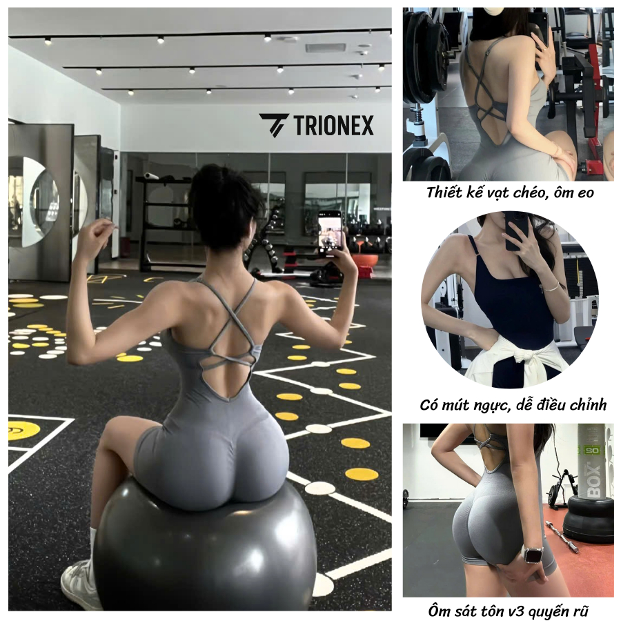 [K113-Loại đẹp] Jumpsuit Nữ Sang Chảnh TRIONEX Sẵn Mút, Set Thể Thao Nữ Liền Thân Tập Gym Yoga