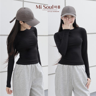 Áo Thun Tay Dài Cổ Tròn Basic BigSize MiSoul, Áo Cotton Dài Tay Dáng Ôm Thu Đông 487
