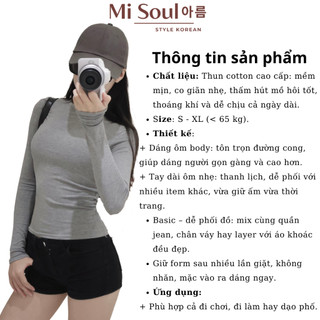 Áo Thun Tay Dài Cổ Tròn Basic BigSize MiSoul, Áo Cotton Dài Tay Dáng Ôm Thu Đông 487