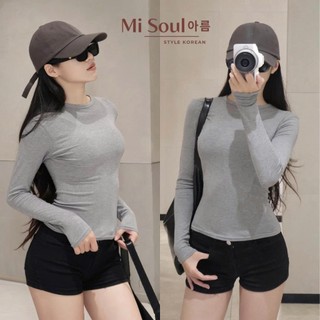 Áo Thun Tay Dài Cổ Tròn Basic BigSize MiSoul, Áo Cotton Dài Tay Dáng Ôm Thu Đông 487