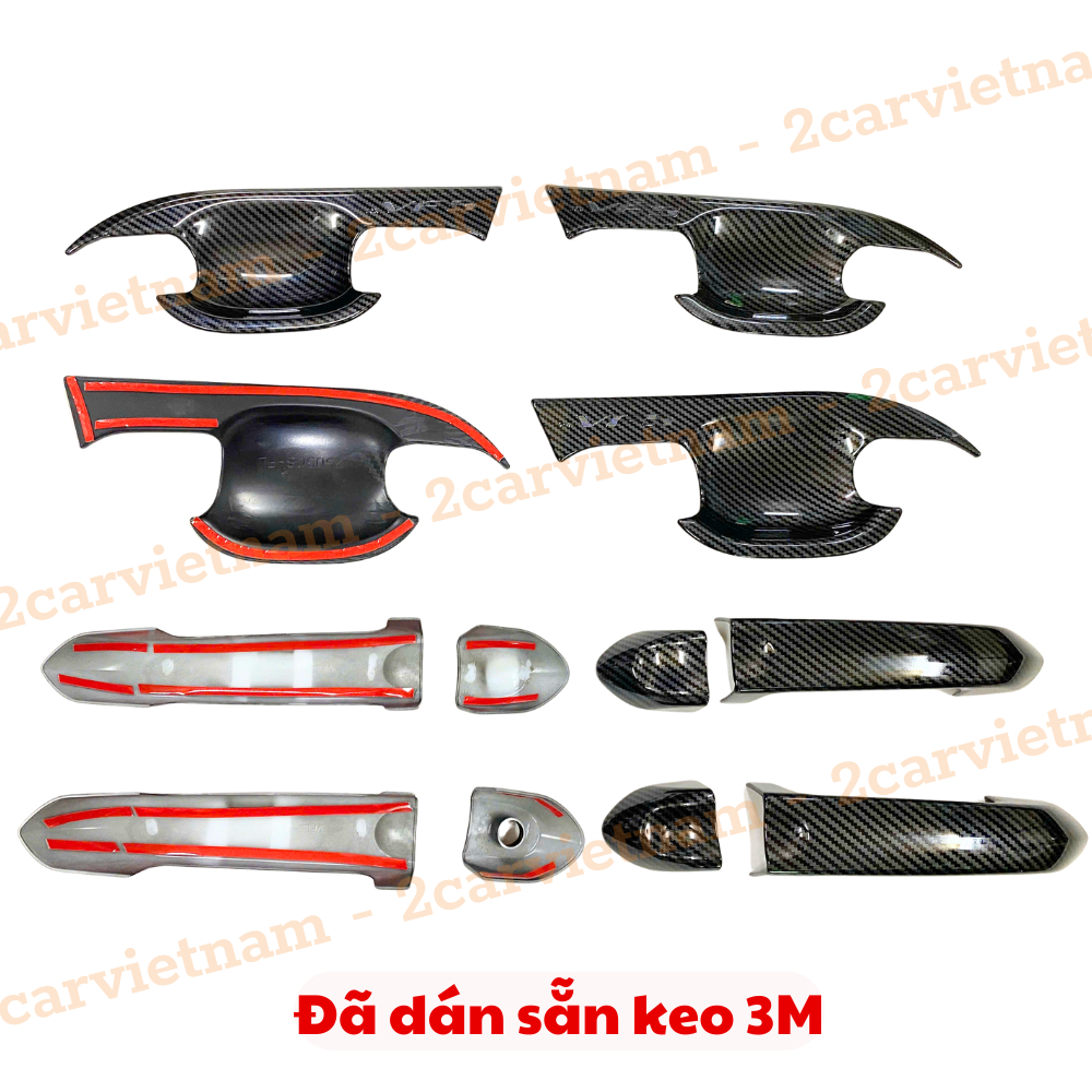 Ốp nắp sạc, Ốp tay nắm cửa, hõm cửa xe Vinfast VF5 / Herio Green Nhựa ABS vân carbon cao cấp