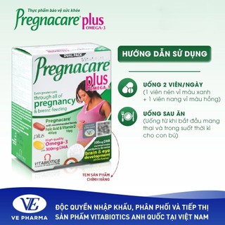 Viên Uống Pregnacare Plus Omega-3 Vitabiotics – Cung Cấp Vitamin, Khoáng Chất, DHA Cho Mẹ Bầu Khỏe Mạnh | Hộp 56 viên
