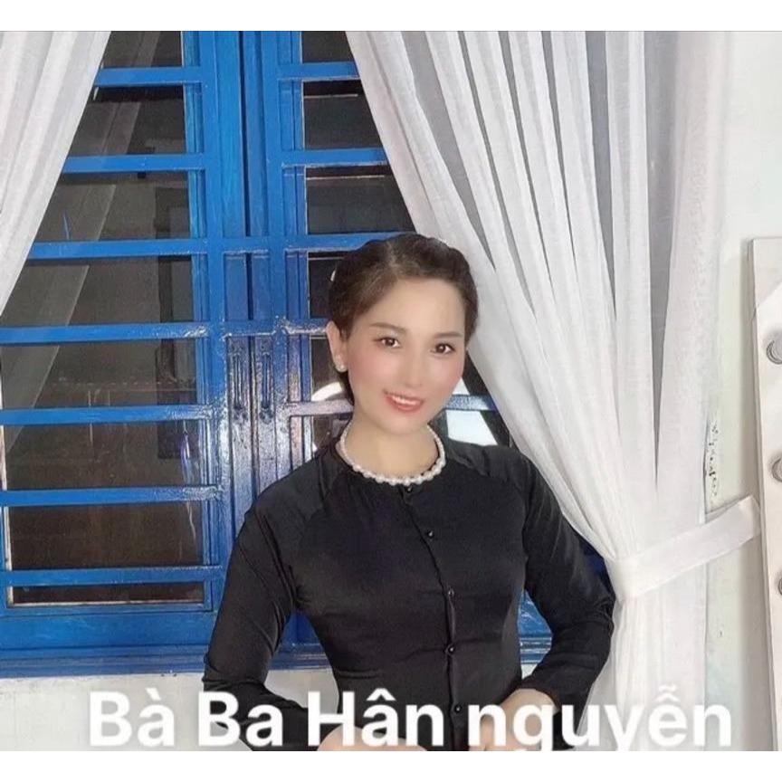 B.A49 - Áo Lụa Trơn Cài Nút Cổ Tròn Tay Dài (+ Quần Đen )