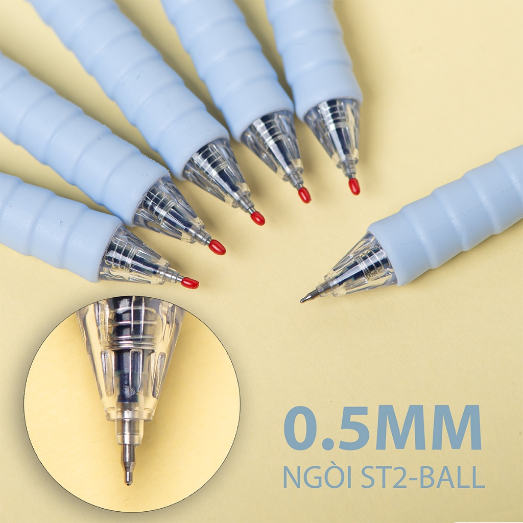 Hộp 10/12 Bút Gel Bấm Classmate Có Ngòi Thay Thế, Đệm Tay Cao Cấp Chống Chai Tay, Ngòi 0.5mm Siêu Trơn Nhanh Khô Bút Nắp