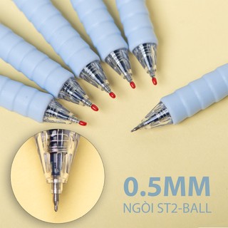[Sale 50%]  Hộp 10/12 Bút Gel Classmate Bút Nước Bấm Ngòi ST 2 Bi 0.5mm Xanh Đen Tím Nhanh Khô Bút Gel Shine Có Nắp Gh