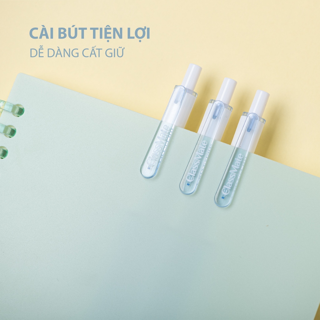 Hộp 10 Bút Gel Bấm Classmate Thay Được Ngòi, Đệm Tay Cao Cấp Chống Chai Tay, Ngòi Siêu Trơn 0.5mm, Mực Nhanh Khô GP115