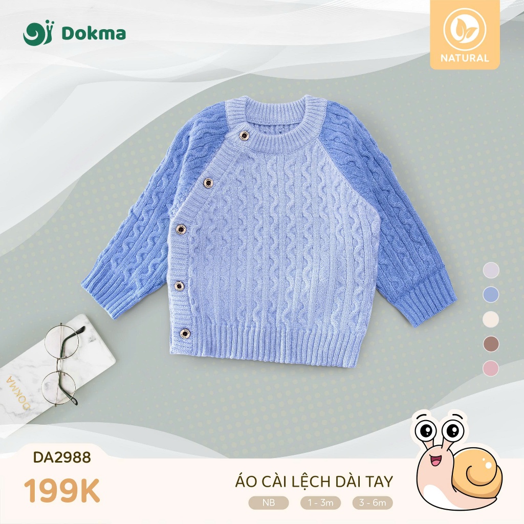 (NB-6M, 2,8-8kg) Áo Len Sơ Sinh Nhiều màu, Hoạ Tiết Đáng Yêu Bé Trai, Bé Gái Dokma DA2988 DA2989 DA2986