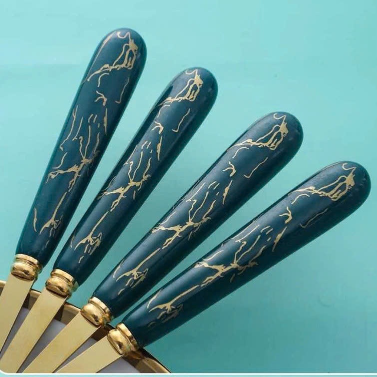 Set 6 Thìa Muỗm Ăn Cơm Dễ Thương Kèm Hộp Đựng Xinh Xắn- Bộ 6 Muỗng Mạ Vàng Cán Dài Cho Bé Ăn Dặm