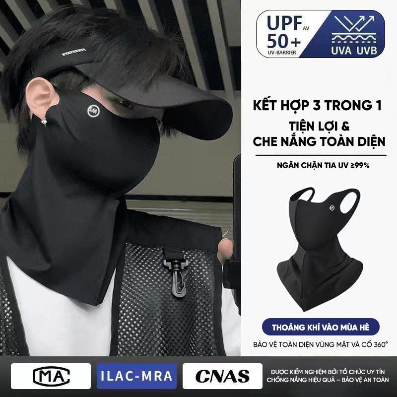 Khẩu Trang Chống Nắng Mặt & Cổ, Bảo Vệ Toàn Diện, Chống Tia UV UPF50+, Vải Mát Lạnh & Thoáng Khí