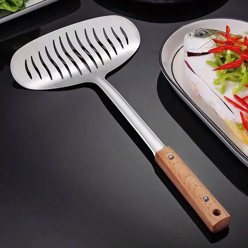 Sạn Inox Lớn Trở Đồ Chiên Rán To, Sạn Lớn Trở Cá