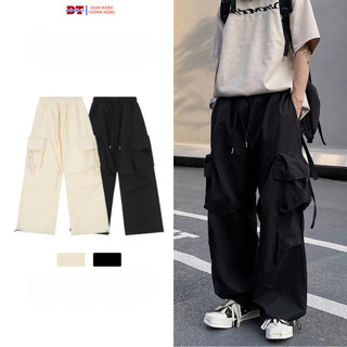 Quần ống rộng nữ nam Unisex cạp chun eo vải co dãn dày dặn mặc 4 mùa ,quần dài hộp rút K1