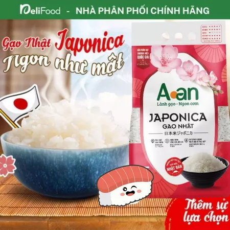 Gạo Nhật Japonica A AN Chính hãng - Túi 5kg - Cơm ngọt hậu, dinh dưỡng theo tiêu chuẩn Nhật Bản