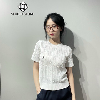 LT - Áo len nữ cộc tay cổ tròn xoắn thừng túi ngực free size len quảng châu hoạ thêu 1228