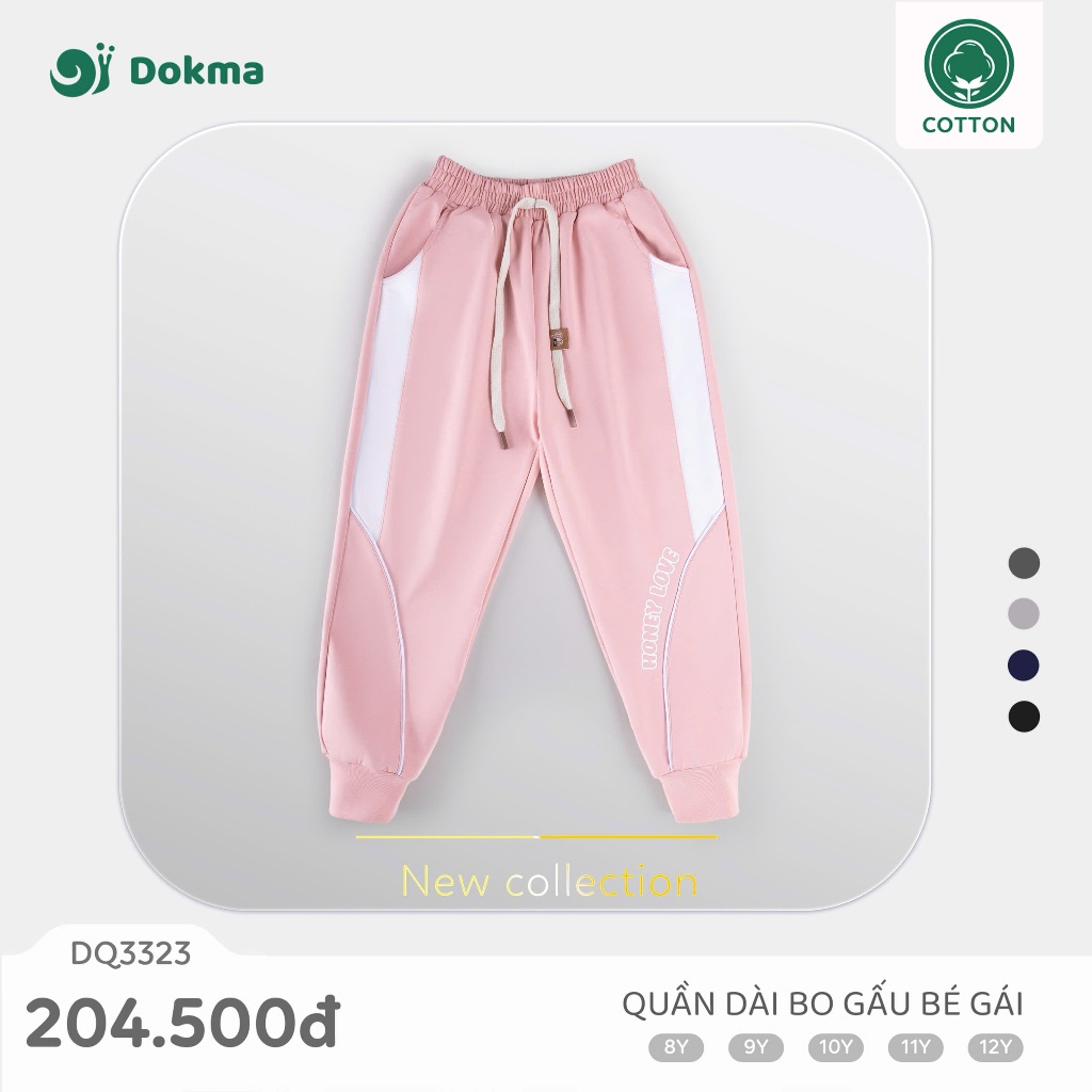 (7-12Y, 22-33kg) Quần Dài Bé Gái Bo Gấu Khoẻ Khoắn Dokma Mã DQ2417 DQ3323