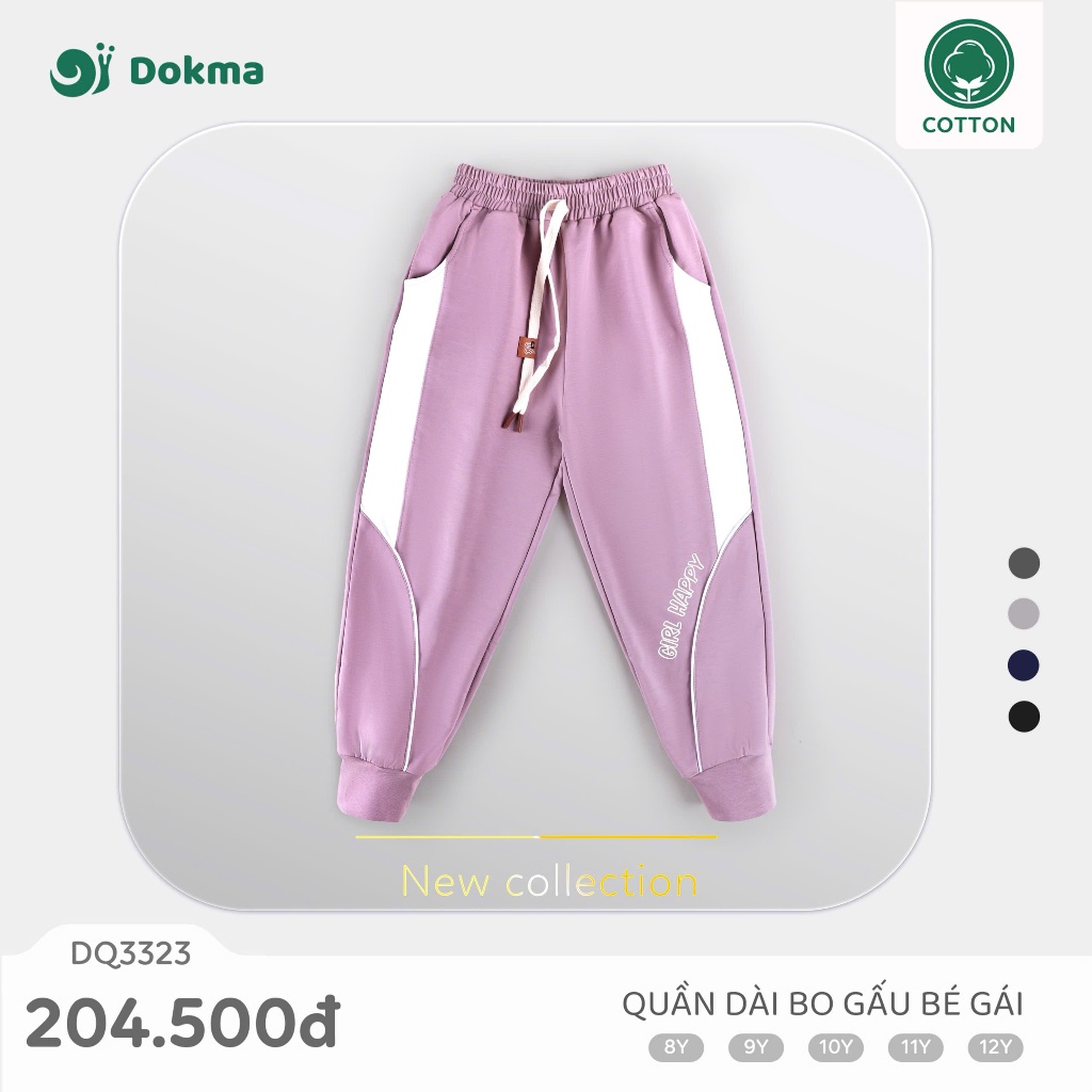 (7-12Y, 22-33kg) Quần Dài Bé Gái Bo Gấu Khoẻ Khoắn Dokma Mã DQ2417 DQ3323