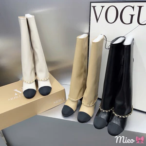 Bốt ống rộng cổ gập mũi tròn