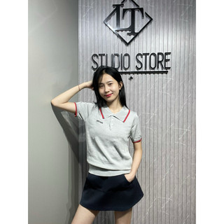 LT - Áo len mongtoghi cổ đức cộc tay pha viền chữ ngực free size style hàn quốc basic 1269