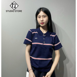 LT - Áo len nữ cổ bẻ kẻ sọc ngang chữ ngực free size len mongtoghi
