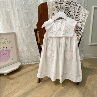 Váy Cho Bé Gái, Váy Sát Nách Cho Bé Thêu Hình Sinh Nhật Dễ Thương Chất Liệu Cotton Thoáng Mát