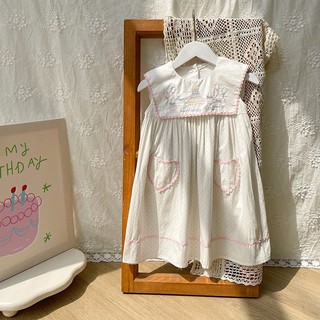 Váy Cho Bé Gái, Váy Sát Nách Cho Bé Thêu Hình Sinh Nhật Dễ Thương Chất Liệu Cotton Thoáng Mát