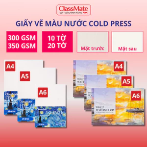 Tập 20 Tờ Giấy Vẽ Màu Nước GLOBAL ART 350GSM/300GSM Siêu Cứng Giấy Vẽ Vân Cold Cao Cấp Hợp Mọi Màu