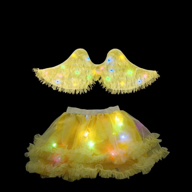 Đôi cánh thiên thần phát sáng cho bé gái, Trang trí lưng lễ trung thu ,Halloween Neon