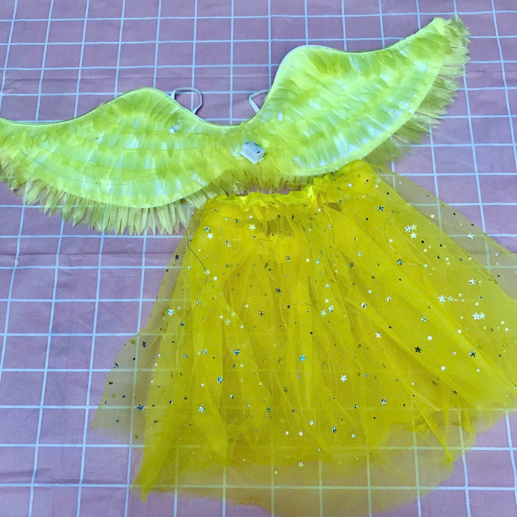 Đôi cánh thiên thần phát sáng cho bé gái, Trang trí lưng lễ trung thu ,Halloween Neon