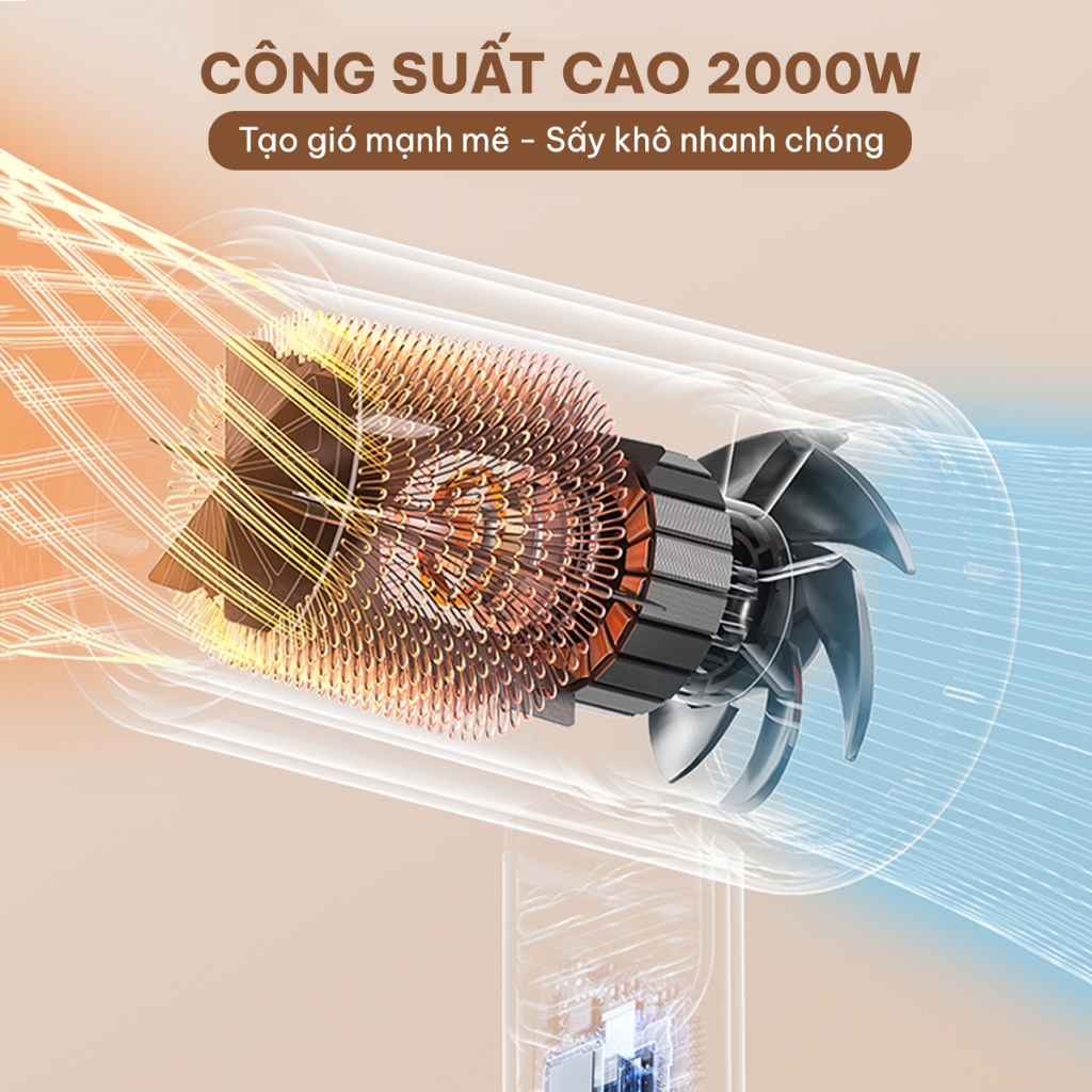 Máy sấy tóc công suất cao CWELL C12 2000W, 3 chế độ sấy đa năng, gấp gọn tiện lợi, sấy nhanh khô | BigBuy360 - bigbuy360.vn