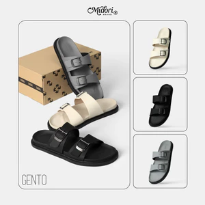 Dép Da Microfiber Nam Nữ GENTO Đế Chống Trơn Trượt Quai Ngang Khóa Cài Êm Chân Du Lịch | M STUDIO