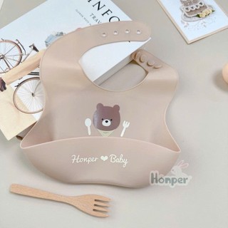 Yếm ăn dặm silicon cao cấp có máng hứng Honper