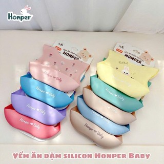 Yếm ăn dặm silicon cao cấp có máng hứng Honper
