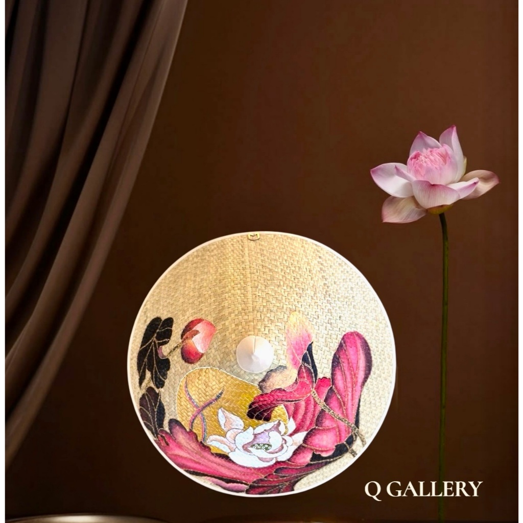 [Liên Hoa] - BST Nón cỏ Bàng vẽ họa tiết Hoa Sen - Q Gallery