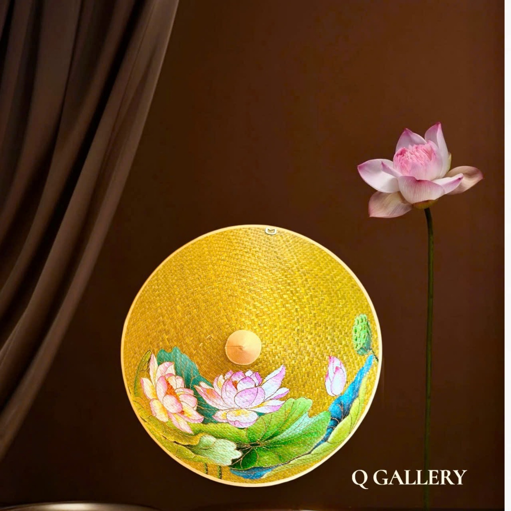 [Liên Hoa] - BST Nón cỏ Bàng vẽ họa tiết Hoa Sen - Q Gallery