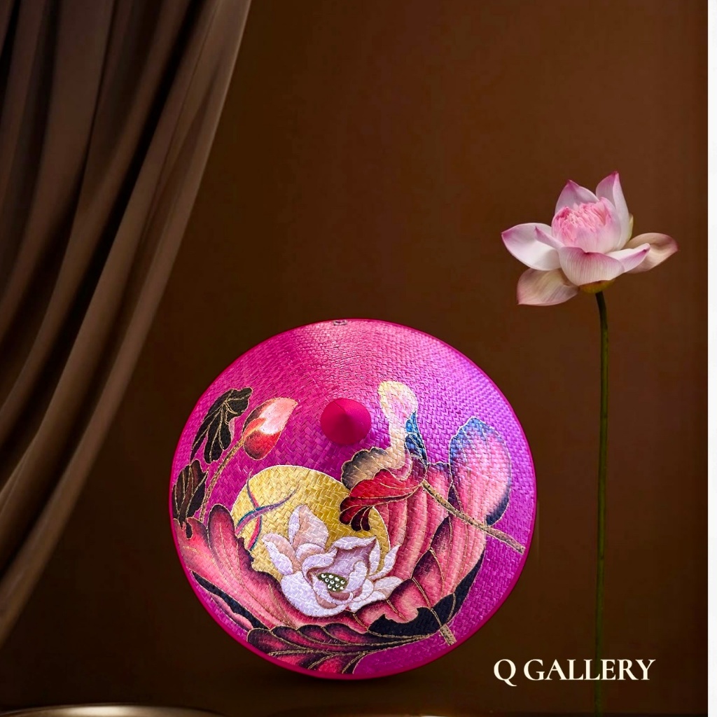 [Liên Hoa] - BST Nón cỏ Bàng vẽ họa tiết Hoa Sen - Q Gallery