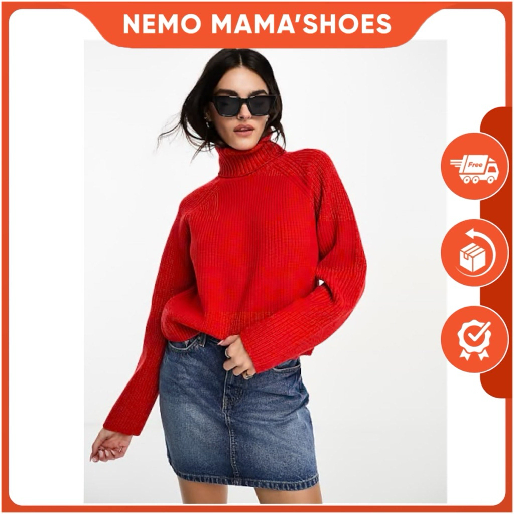H&M ÁO LEN ĐỎ VÂN SỌC DÀY DẰN CỦA NỮ SIÊU ĐẸP (Q241112019)