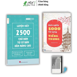 Sách-Combo: Luyện Viết 2500 Chữ Hán Kèm Sách Giải Nghĩa 5000 Từ Vựng Tiếng Trung(tặng 1 bút 10 ngòi bay màu)
