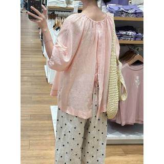 𝗿𝗶𝗰𝗵𝗶 -|LY LINEN| - Áo linen tay phồng cổ bo chun