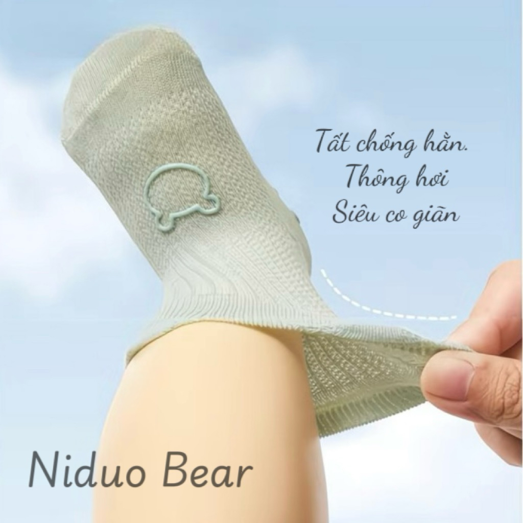 [MD225] Set 3 đôi tất cổ cao thông hơi 4 mùa cho bé Niduo Bear