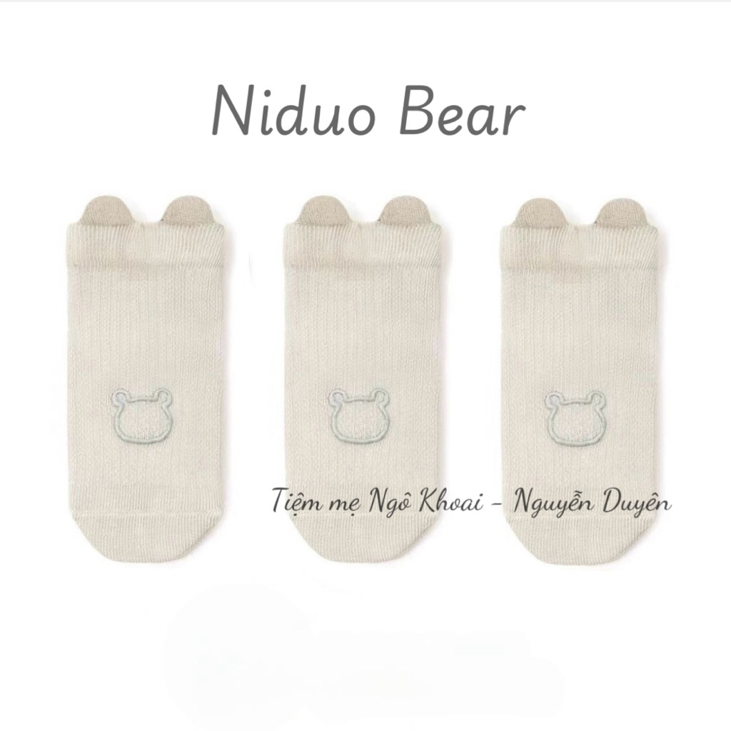 [MD225] Set 3 đôi tất cổ cao thông hơi 4 mùa cho bé Niduo Bear