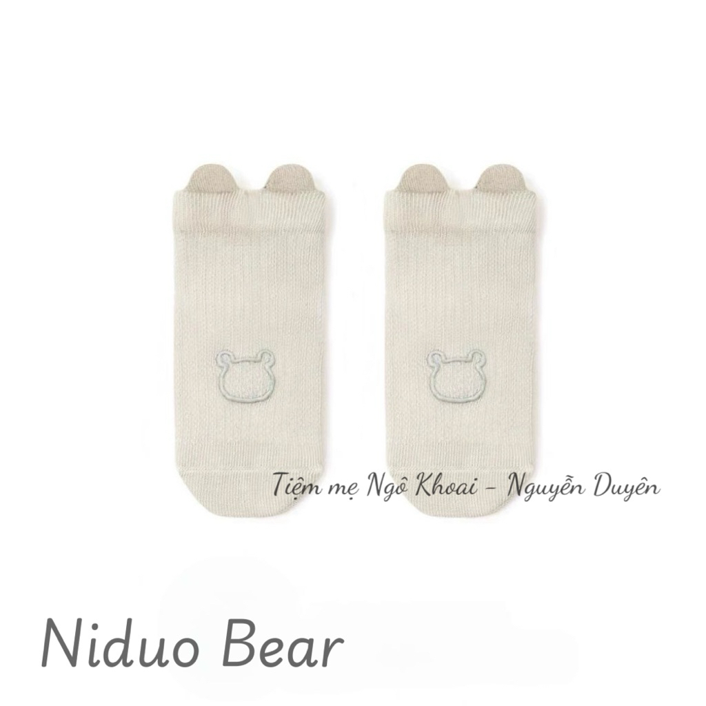 [MD225] Set 3 đôi tất cổ cao thông hơi 4 mùa cho bé Niduo Bear