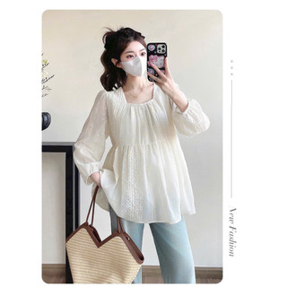 ÁO BẦU DÀI TAY BE CHẤT BOI THÊU CỔ VUÔNG - CỔ V