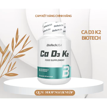 [HÀNG CÔNG TY] BioTechUSA Ca D3 K2 (90 Viên) Viên Uống Bổ Sung Canxi, Vitamin D3 K2