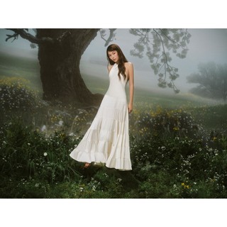 Đầm lụa OLV maxi cổ đổ White Silky Halter Neck Tiered Dress quyến rũ phù hợp đi tiệc