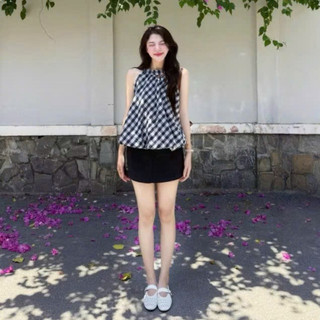 Áo Kiểu Cổ Yếm Caro và  Chấm Bi”FARI TOP”dáng Bí phồng Style Ulzzang siêu xinh dành cho Nữ